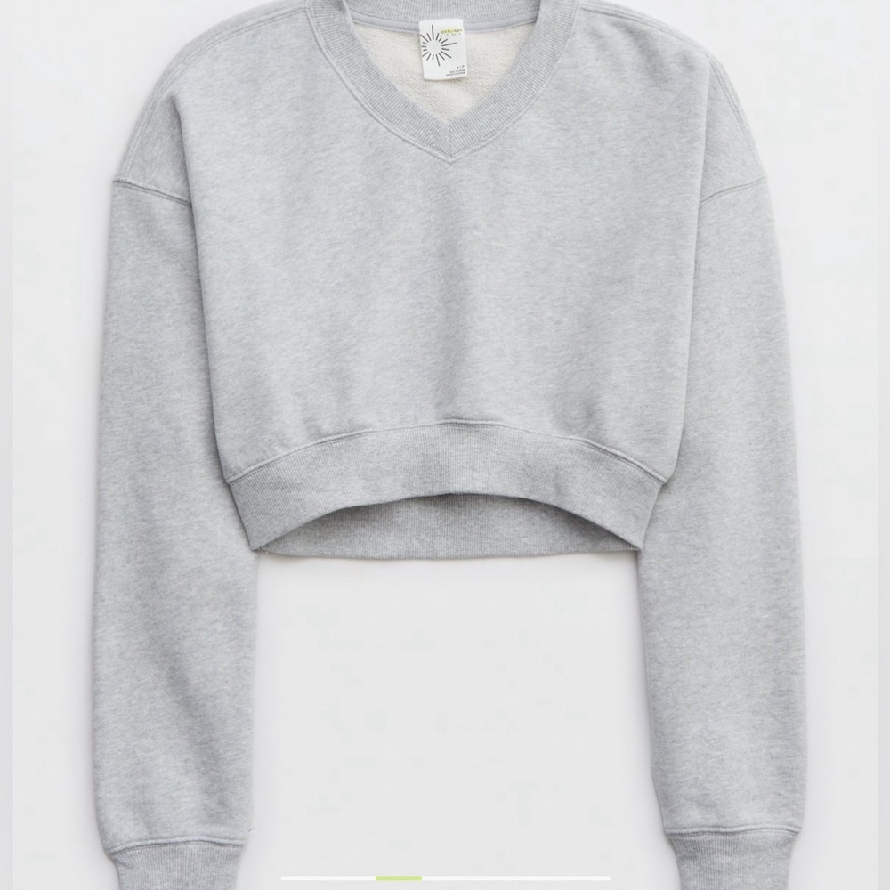 Aerie Cropped V-Neck Sweatshirt